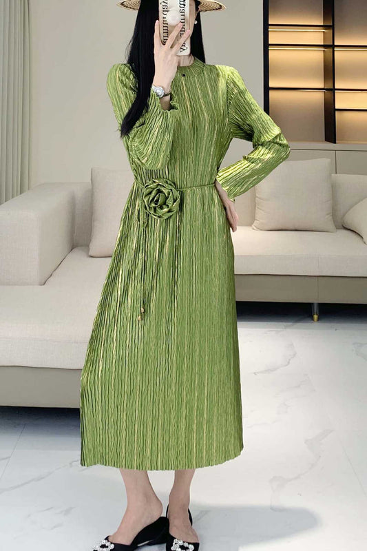 PLEATS PLEASE ISSEY MIYAKE Style Foil Print Pleated Midi Dress