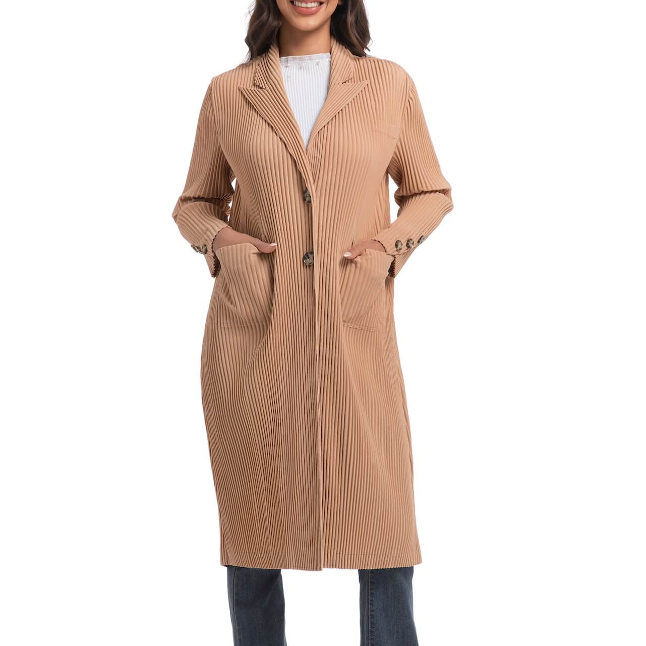 PLEATS PLEASE ISSEY MIYAKE Style Trench-Style Coat – Mid-Calf Length, Slim Silhouette