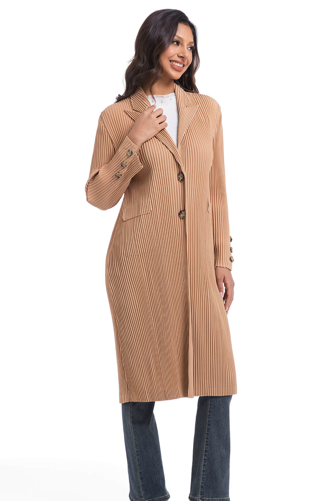 PLEATS PLEASE ISSEY MIYAKE Style Trench-Style Coat – Mid-Calf Length, Slim Silhouette